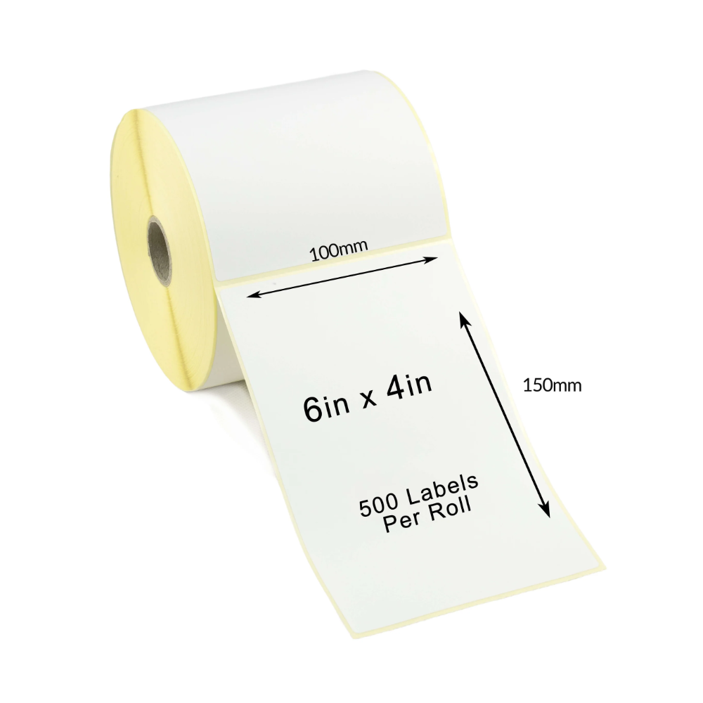 Thermal labels roll size 100mm x 150mm 500 labels/roll
